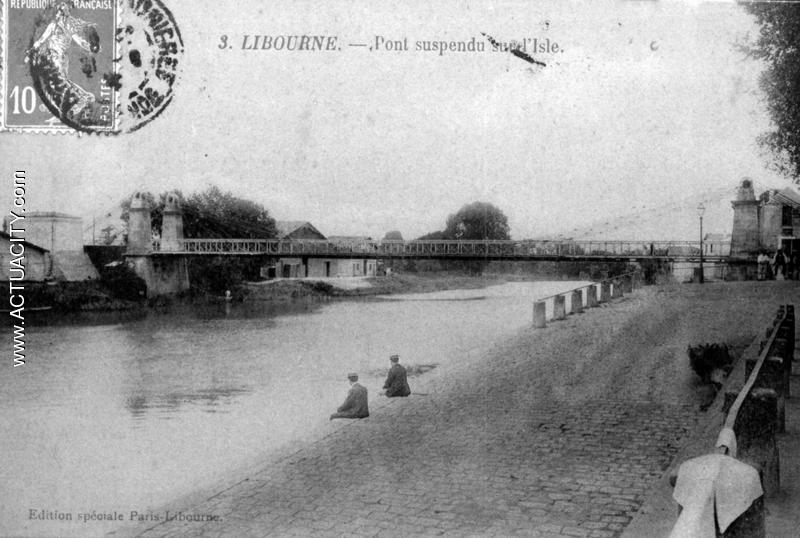 Carte Postale Ancienne De Libourne Pont Suspendu Sur L Isle