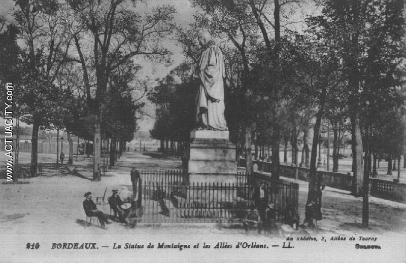 bordeaux - statue montaigne et allées d'orléans