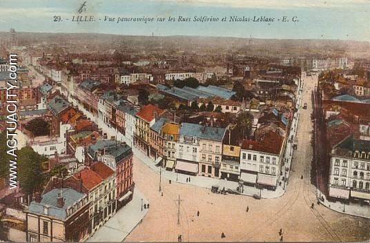 vue panoramique sur les rues Solférino et Nicolas Leblanc prise de la place Philippe Leblon