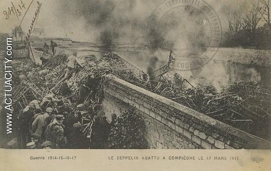 Zeppelin abattu à Compiègne le 17 Mars 1917