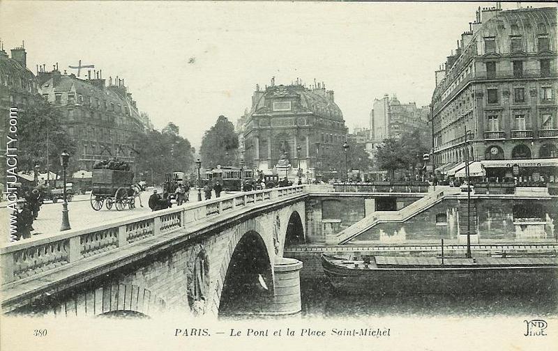 Paris - Place et pont St Michel