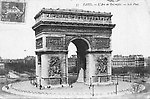 L'Arc de Triomphe et la Place de l'Étoile en 1910 [cachet de la poste]