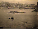 Inondations de janvier 1910 : Le barrage de la Monnaie recouvert par les eaux.