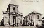 La Place et l'église Saint-Barthélemy, vers 1930