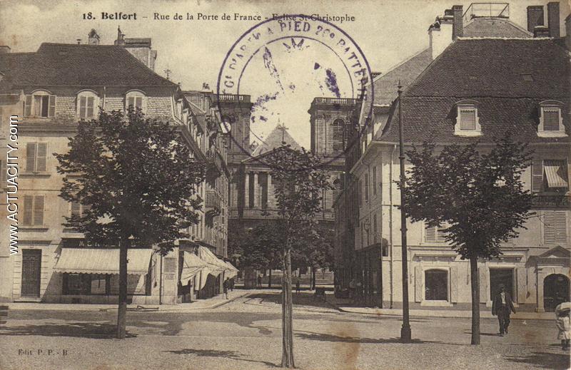 Belfort  Rue de la Porte de France & l'église St Christophe