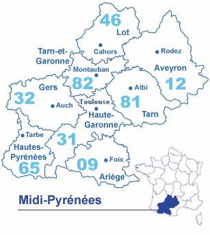 Carte Midi-Pyrénées
